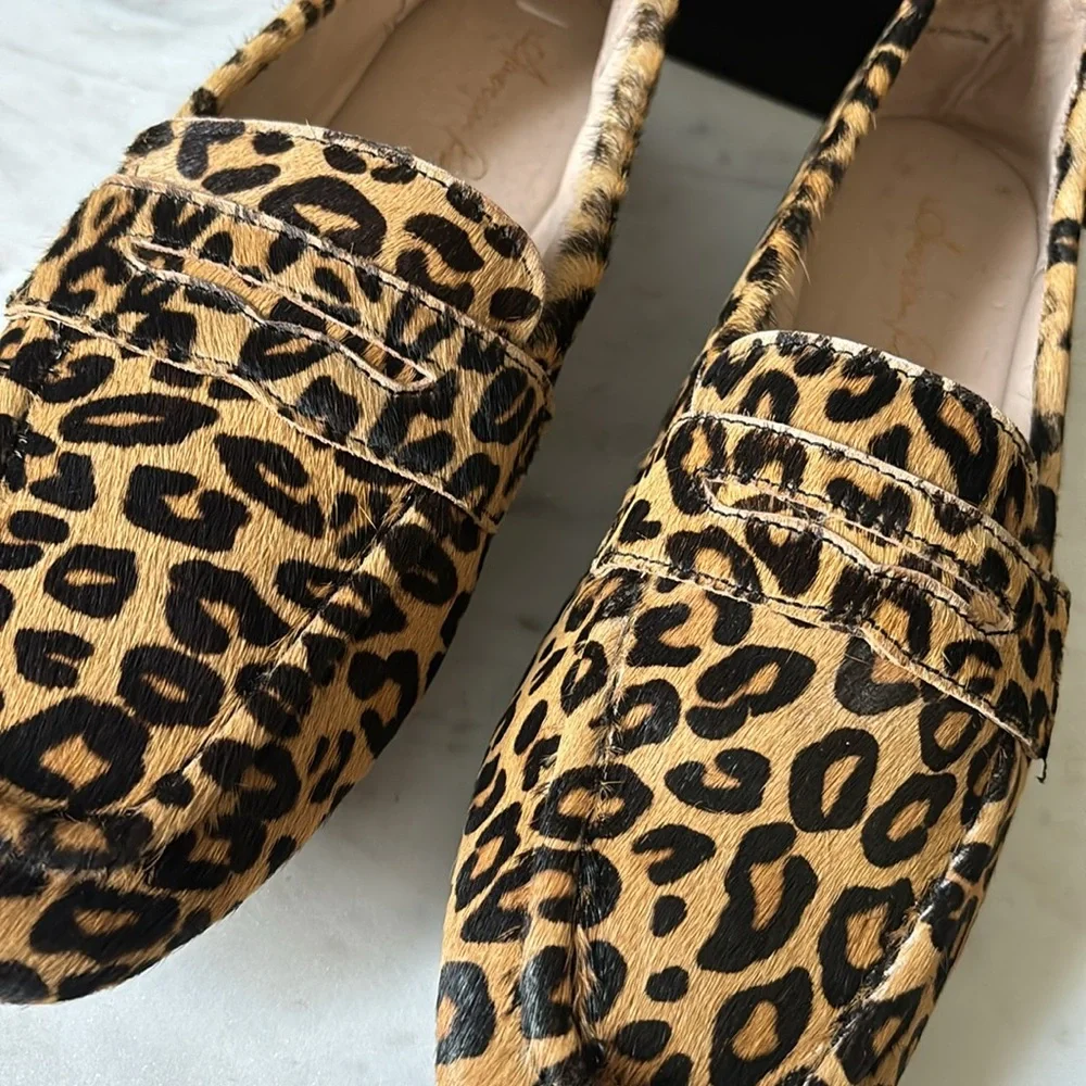 American Rag Cammie Calf Hair Penny Loafers Leopard Print